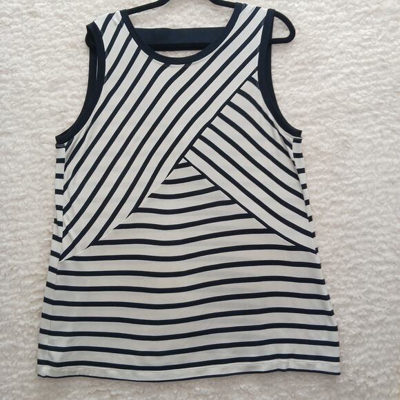Tank Top Size L Striped Black White Knit Nautical Preppy Sailorcore Cruise Retro - Picture 1 of 13